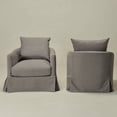 thumbnail image 6 of Slate Gray Polyester Upholstered Swivel Barrel Armchair Set of 2 with Removable Washable Slipcover for Living Room, Bedroom, Feather Blend Cushion, Solid Wood Frame, Pillow Back Fully Assembled, 6 of 16