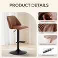 thumbnail image 2 of Bar Stools COLAMY Set of 2 Adjustable PU Leather Brown, 2 of 5