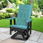 American Furniture Classics Brandon Swivel Glider in Aruba Blue on a Black Base