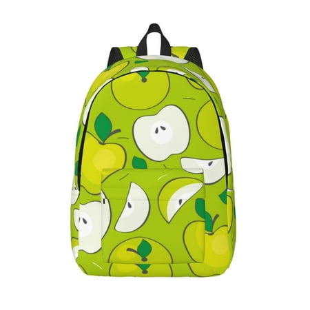 Kuqiui Green Apple Print Canvas Travel Laptop Backpack for Men Women Business Work Rucksack College School Computer Bag Fits 15.6 Inch Notebook