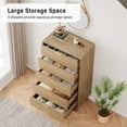 thumbnail image 3 of Modern Wooden 5 Drawer Dresser with Vintage Pattern Design, Tall Dresser for Closet, Chest Dresser with Deep Drawers for Bedroom, Living Room and Entryway, Black and White, 3 of 8