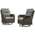 thumbnail image 5 of Gymojoy High Back Outdoor Swivel Rocker Patio Chairs Set of 2, All Weather Swivel Patio Glider Chairs with Thick Cushions for Porch, Poolside, Deck,Brown/Blue, 5 of 7