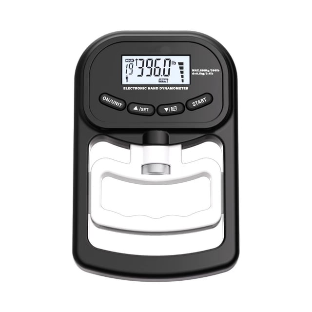 Medidor Electrónico de Fuerza de Agarre para Estudiantes de Secundaria y Primaria - Dispositivo de Prueba de Agarre Recargable de 180kg en Color Negro y Blanco, Ideal para Ejercicio y Rehabilitación.
