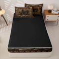 thumbnail image 4 of Erosebridal Woodland Deer Silhouette Zipper Twin Comforter Sets with Fitted Sheet and 2 Pillowcases,Pine Tree Print Zipper Bedding Set,Brown Orange,Black Reversible, 4 of 6