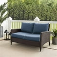 thumbnail image 2 of Afuera Living Transitional Outdoor Patio Wicker Loveseat in Brown/Cool Blue, 2 of 10