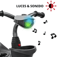 thumbnail image 2 of Triciclo para Niños con Bastón Torreta con Luz y Sonido Pedales Desmontables Posapiés Plegables Apto desde 2 años o hasta 25 kg - Gris, 2 of 7