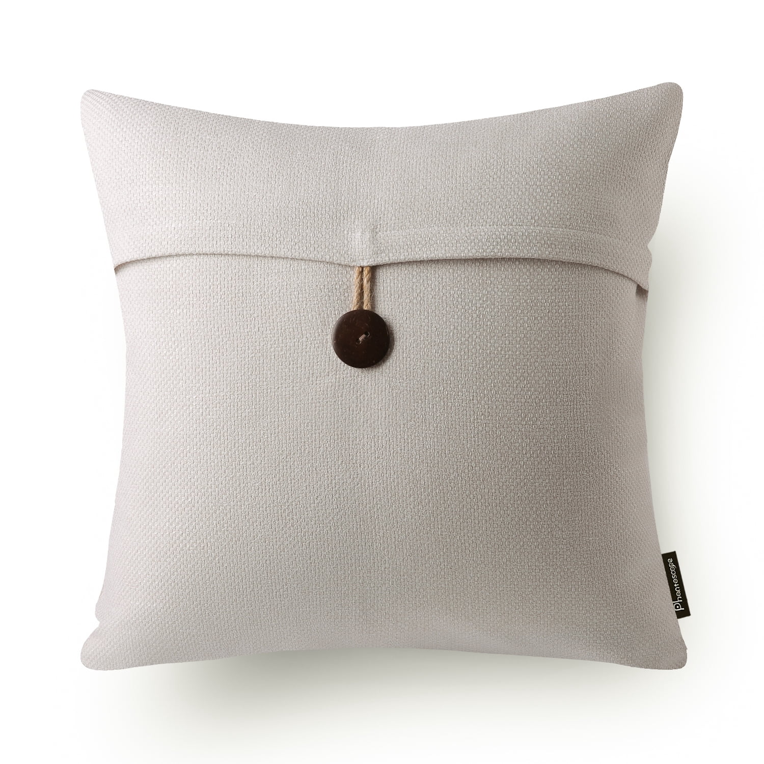 Phantoscope Single Button Cotton Blend Decorative Throw Pillow with Insert, Off-White, 20 x 20 in, 1 Pack
