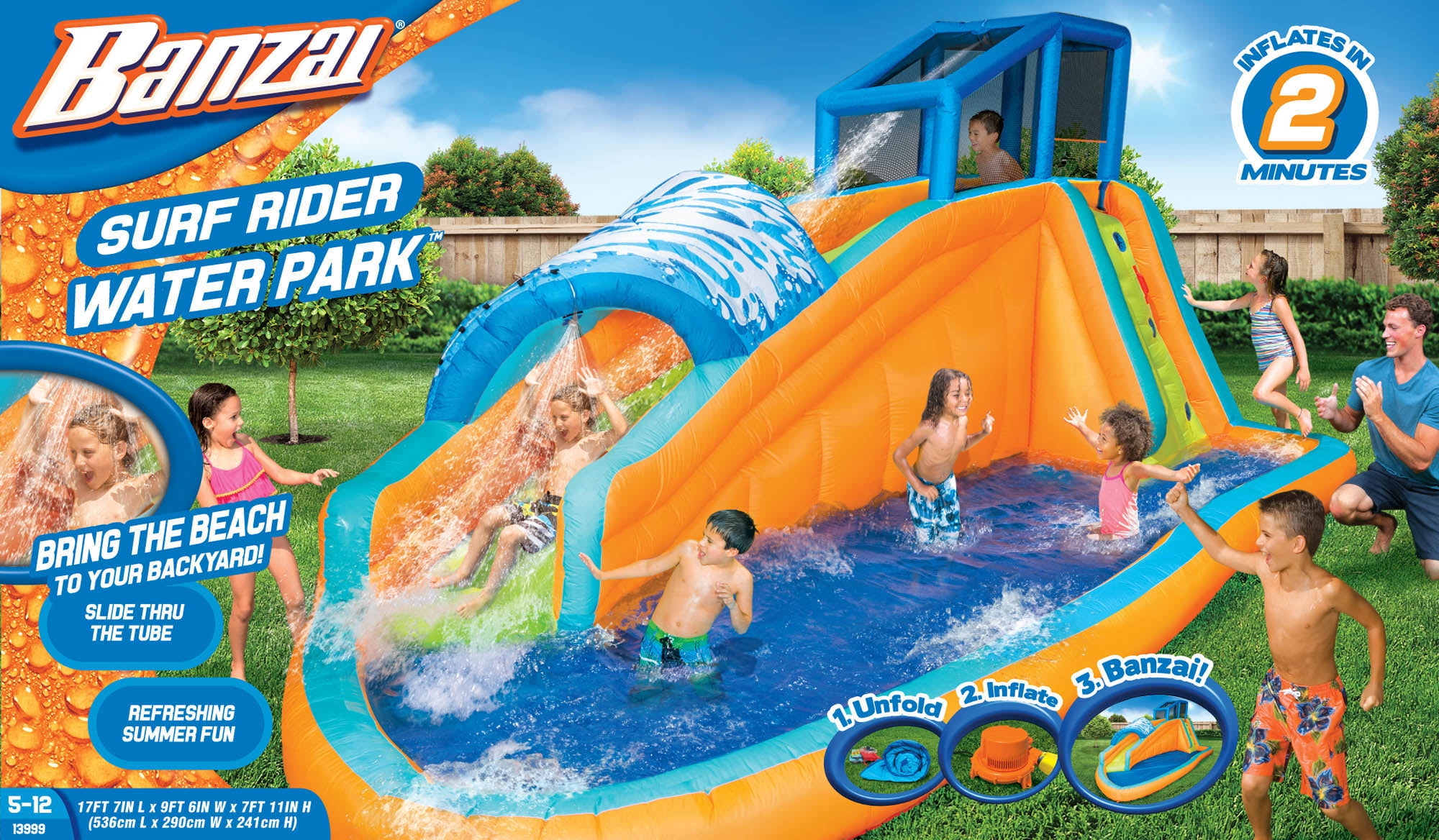 banzai pool water slide