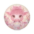 thumbnail image 3 of Round Placemats Set of 6 Heat Resistant Washable Kitchen Table Decorations 15.4in Pink-haired Cow, 3 of 7