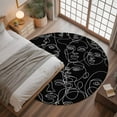 thumbnail image 3 of Abstract Style Washable Area Rug&nbsp;3 ft Black Modern Simple Character Line Soft Round&nbsp;Rugs for Living Room, Non Slip Carpet for Bedroom&nbsp;Entryway Dining Room, 3 of 9