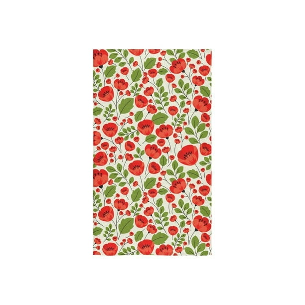 ZKGK Red Poppy Hand Towel Flower Bath Towel 16"X28" For Body,Hand,Gym