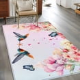 thumbnail image 3 of Pink Flower Area Rugs Collection 2.7'x5', Spring Floral Elegant Butterflies Birds Farmhouse Non Slip Indoor Rectangle Throw Runner Rug Floor Mat Carpet for Living Room Dining Table Bedroom Nursery, 3 of 9