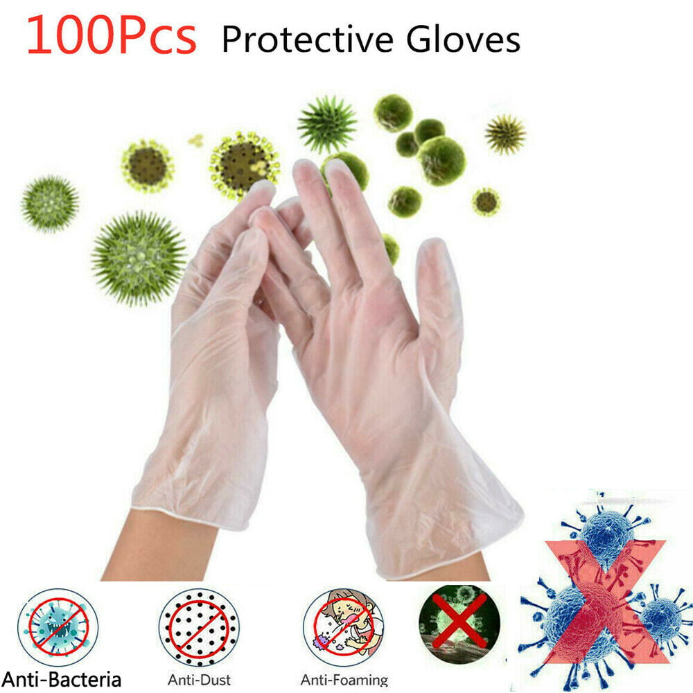 Pack of 100 Qingsun Disposable Plastic Gloves Polyethylene Gloves Sterile Disposable Safety Gloves 
