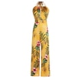 thumbnail image 1 of Monos de mujer con escote en V profundo y estampado con cordones y espalda descubierta, mono de pierna recta suelto para primavera y verano, amarillo XL, 1 of 6