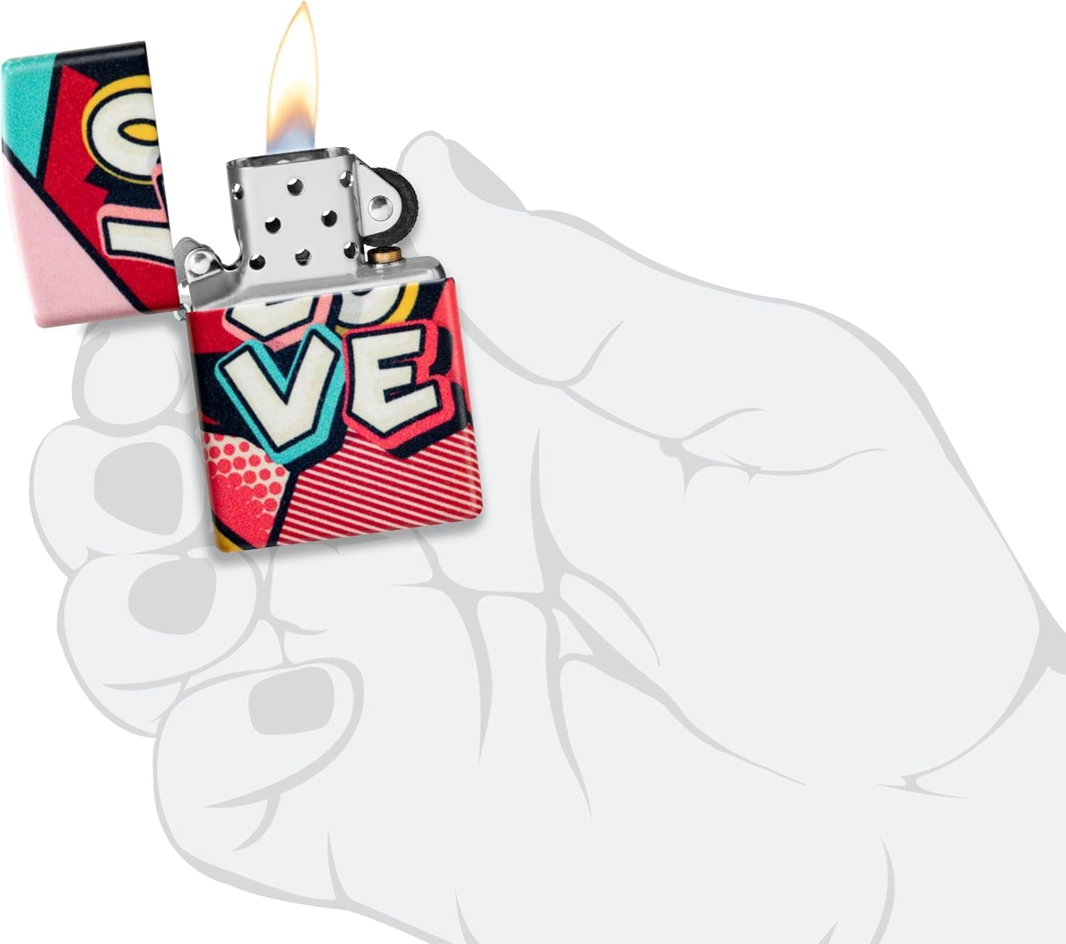 Zippo Lighter - Custom Message Engrave on Backside Love Design - 540 Color 46013