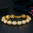 thumbnail image 4 of Glitter 18k Yellow Gold Plated Round Cubic Zirconia Bracelet for Bridal Wedding, 4 of 9