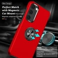 thumbnail image 3 of Shockproof Case for Samsung S23 Plus/S23+ 5G, [Embedded Finger Ring] Military Grade Phone Case Cover with Reinforced Metal Stand Kickstand [Support Magnetic Car Holder] for S23+, Red, 3 of 13