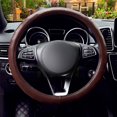 thumbnail image 4 of Leather Steering Wheel Covers, 15 Inch Universal Anti-Slip Steering Wheel Protector, Heat Resistant, Odorless for Auto Car Accessories,Brown, 4 of 7