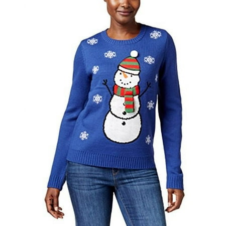 Karen Scott Petite Snowman Sweater (Deep Pacific, XL)
