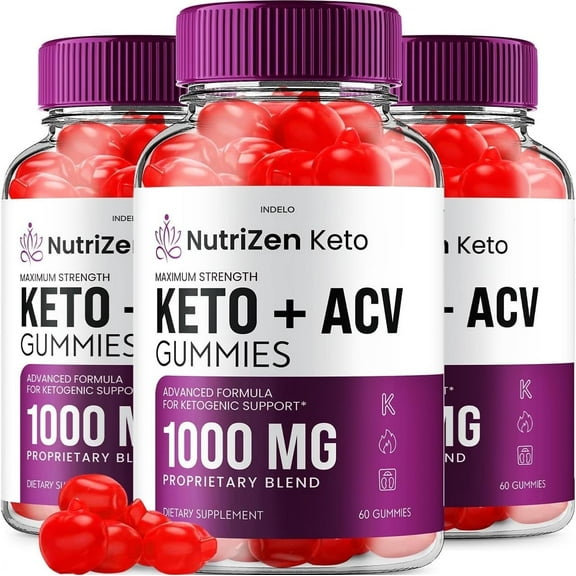 3 Pack NutriZen Keto ACV Gummies - Advanced Formula Nutri Zen Keto Plus ACV Gummies Apple Cider Vinegar Keto Nutrizen ACV Gummies Dietary Supplement Reviews Men Women 180 Gummies