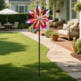thumbnail image 3 of Outdoor Wind Spinner,Solar Flower Wind Spinner – 62.2-Inch Colorful Metal Petal Garden Decor, LED Light,Dynamic Spinning Yard Art for Patio, Lawn & Garden, 3 of 9