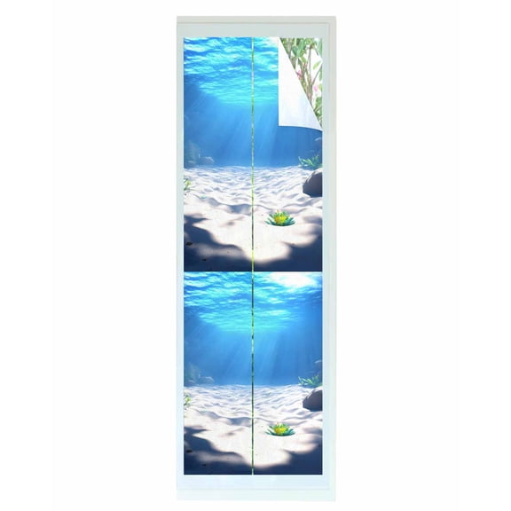 Window Privacy Film Ocean Summer Stained Glass Window Film Decorative Sun Block Window Cover Underwater Sunlight Rock Beach Sand Window Clings Static Adhesive Sticker for Bathroom 17.7"x78.7"