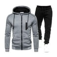 thumbnail image 2 of Jinhomg Men's Tracksuit 2 Piece Fall Winter Sweatsuit Set Casual Comfy Zip Up Athletic Hoodies with Drawstring Waisted Sweatpants with Pockets Gray L, 2 of 3
