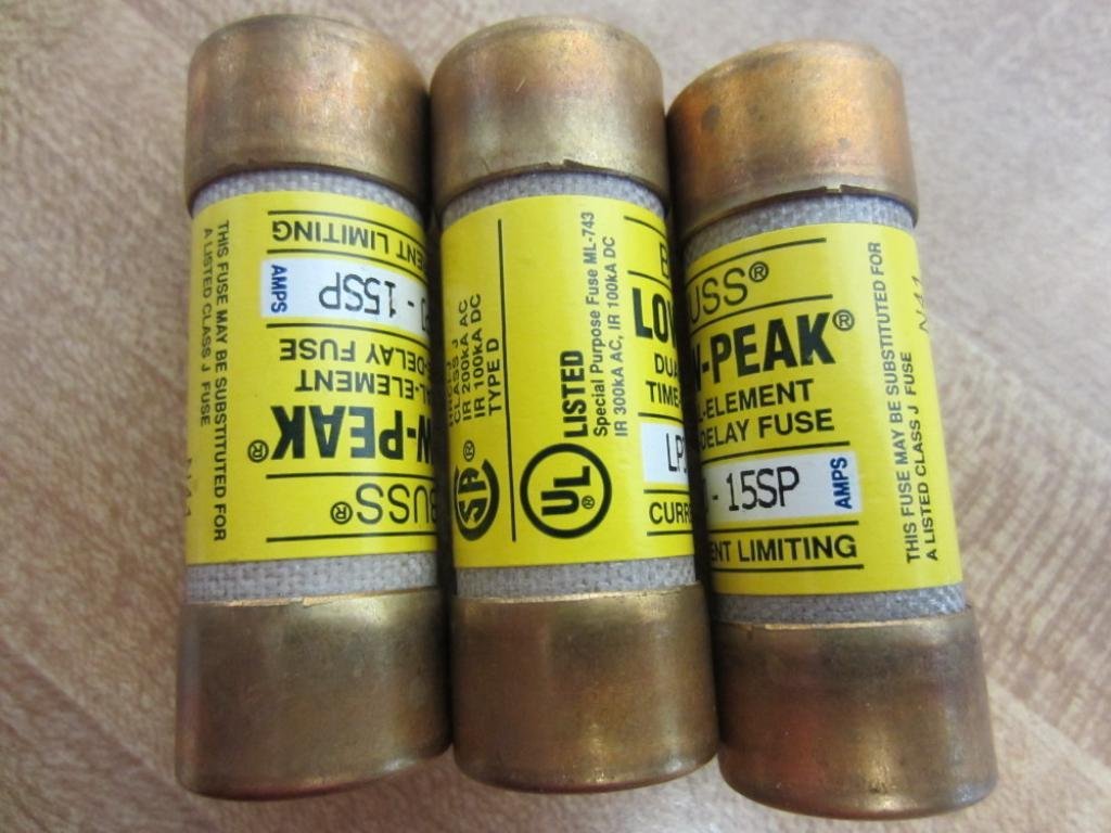 Cooper Bussmann Lpj15Sp Pack Of 3 Class J 15A Dual Element Fuse