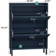 thumbnail image 7 of Vinform Farmhouse Shoe Storage Cabinet with 2 Flip Drawers for Entryway, Slim Wood Shoe Cabinet, Freestanding Narrow Shoe Rack Organizer with Metal Legs for Hallway Living Room (Blue), 7 of 7