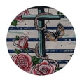 thumbnail image 4 of BCIIG Anchor Roses Stripes Round Table Cover Stain Resistant Washable Indoor Outdoor Tablecloth Kitchen Dining Wedding Parties 100% Polyester Fiber 38-42, 4 of 8