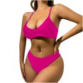 thumbnail image 2 of Acyse Womens Bikinis for Summer Clearance Juniors Cute Solid Color Swimwear Two-piece Slim Swimsuit Bikini Straped Swimsuits, 2 of 4