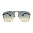 thumbnail image 2 of Mens Luxury Fashion Rectangle Mobster Chic Designer Metal Rim Sunglasses Gold Black - Brown, 2 of 4