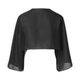 thumbnail image 4 of Cardigans for Women Trendy Thin Chiffon Shirt Casual Irregular Hem Solid Elbow Sleeve Sheer Dress Shawl Casual Loose Shrugs for Women Black L, 4 of 5