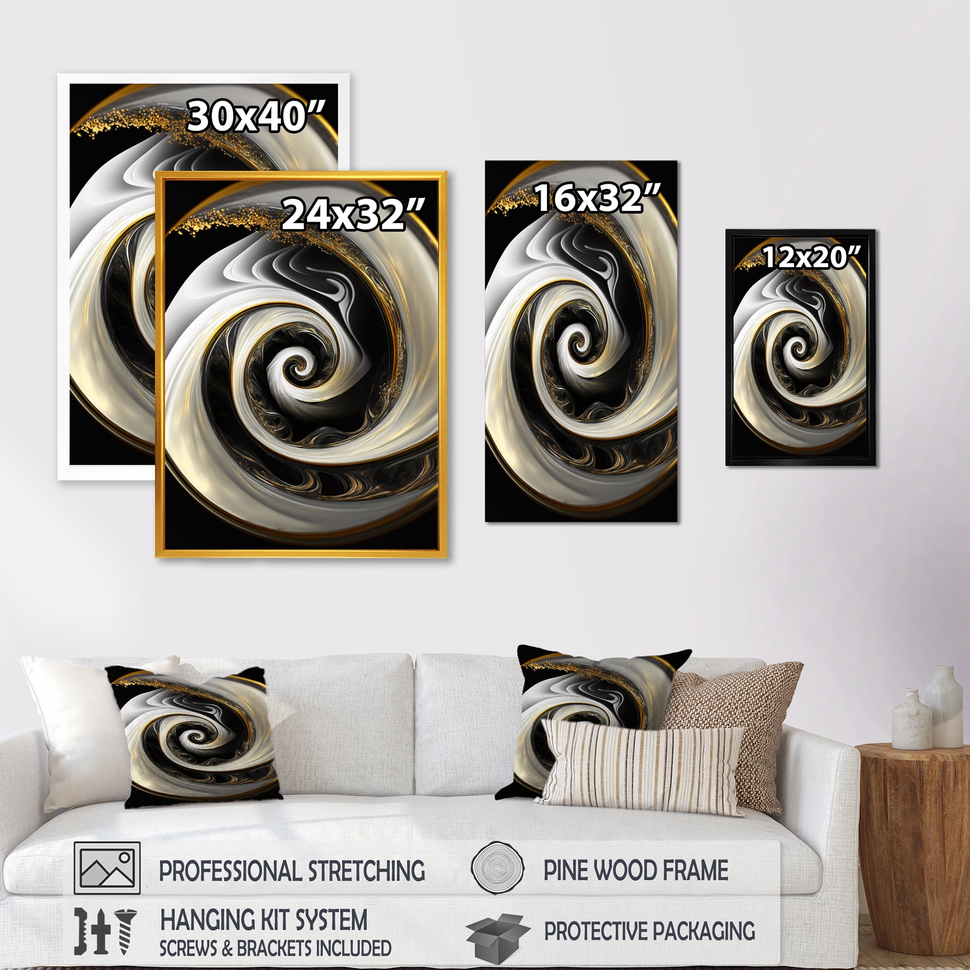 Designart Abstract Modern Swirl I Canvas Wall Art