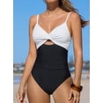 thumbnail image 6 of One Piece Swimsuit for Women Bathing Suits Twist Front Cutout Adjustable Straps Ruched Swimwear L, Dark Purple, 6 of 8