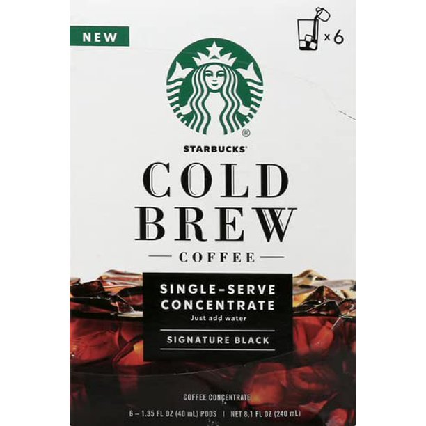 Starbucks Cold Brew Single Serve Concentrate Signature Black 6 Pods