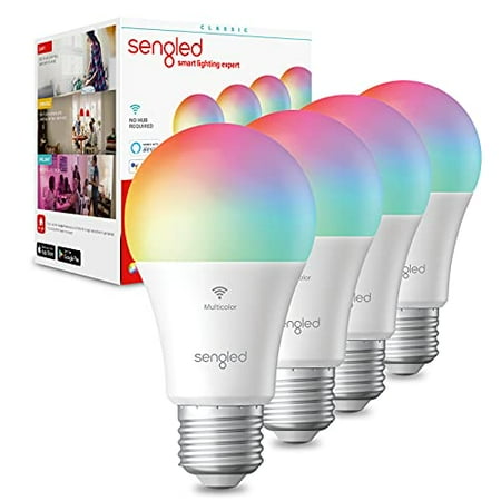 Sengled Smart Bulb WiFi Light Bulbs Color Changing Light Bulb Smart Light Bulbs that Work with Alexa & Google Assistant A19 RGB Alexa Light Bulb No Hub Required 60W Equivalent 800LM CRI (4- Pack)
