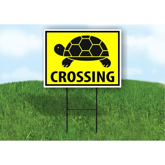 Single Sided Sign TURTLE CROSSING XING YELLOW Yard Sign ROAD SIGN with Stand