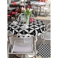 thumbnail image 5 of Outdoor Tablecloth with Umbrella Hole for Patio/Picnic/Party/Camping, Black Rhombus Waterproof Table Cloth Round Cover Washable, Retro Abstract Geometric Pattern (Dia 54"), 5 of 8