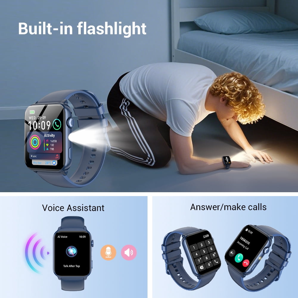 Blackview 1.91-inch Smartwatch fits for Samsung Android iPhone,100+ Sports Modes/Answer/Make Calls/IP68 Waterproof,Smartwatch for Men Women's,Blue