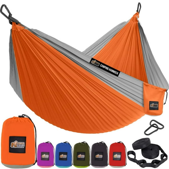 Hamaca de Camping GORILLA GRIP Duradera con Correas para Árbol Naranja