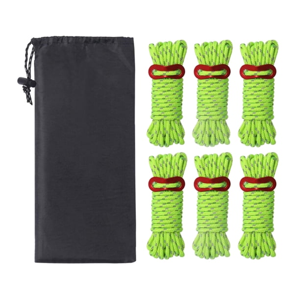 Cuerdas tensoras reflectantes de 4 mm para tiendas de campaña, ligeras, para acampar y hacer senderismo. Verde