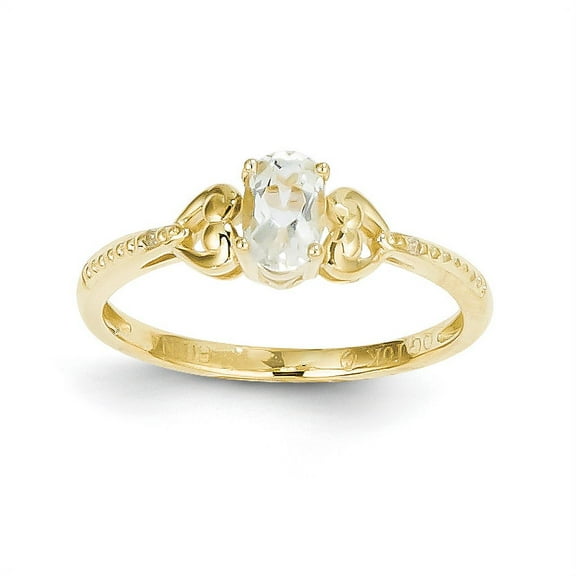 Primal Gold 10 Karat Yellow Gold White Topaz and Diamond Ring