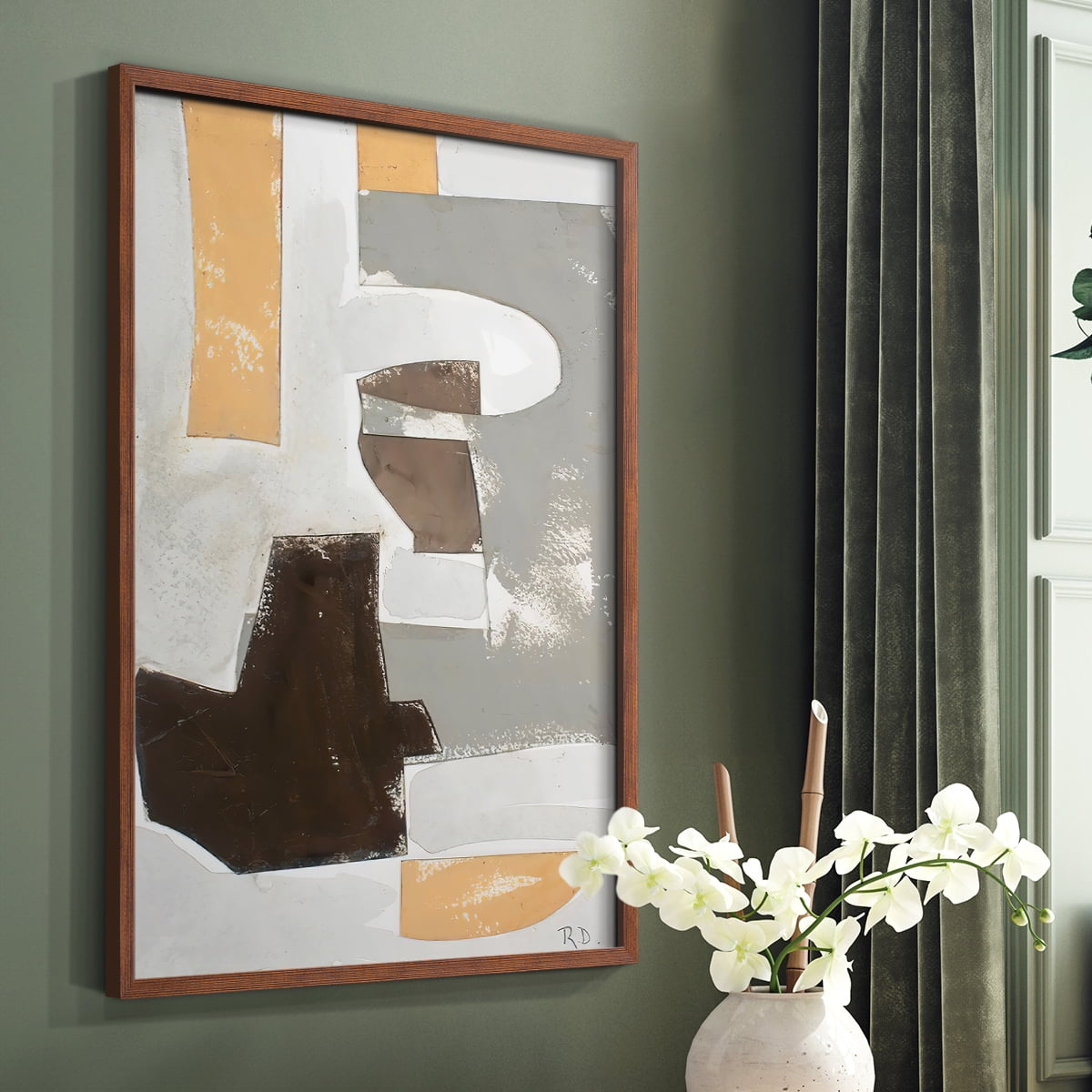 Andalusian Forms III Framed Print in Brown Solid Wood Framed Print No Nail Hanging
