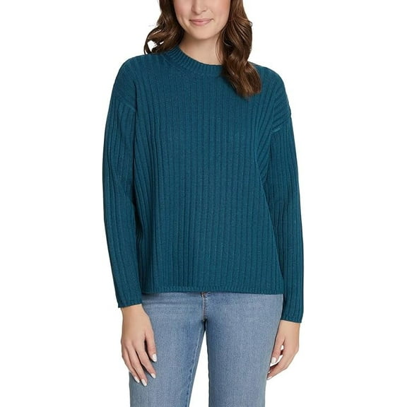 Jessica Simpson Women's Ribbed Crewneck Sweater Teal M