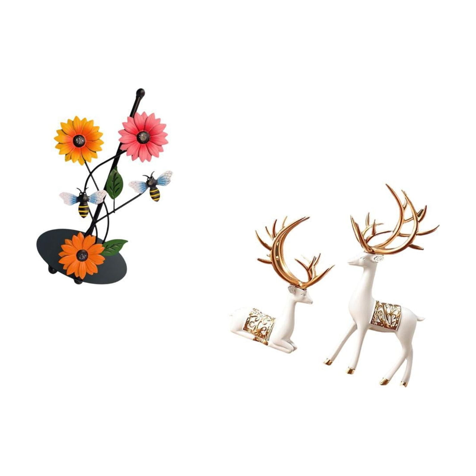 Fiocias Toilet Paper Holder Paper Towel Holder Deer Sculpture Statue Reindeer Couple Figurine Made of Iron And Resin Suitable for Kitchen Countertop Bedroom D