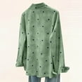 thumbnail image 5 of Women Lapel Collar Shirt, Fashion Heart Print Long Sleeve Button Down Tops, Loose Fits Versatile Blouses with Pockets，Green-a,XXL, 5 of 7
