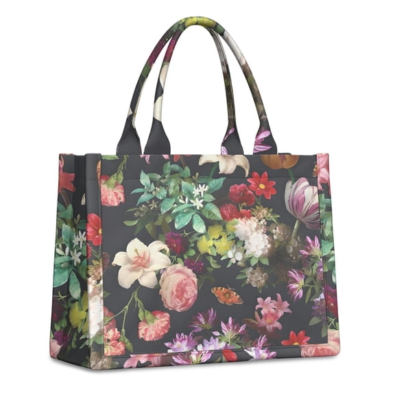 Large Capacity Tote Bag,Pioneer Flower Floral Print Pattern Handbag Fashion Luxury Tote Bag,15.7"x13"x 5.1" Inches,Laptop Compatible