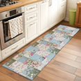thumbnail image 2 of 2'x6' Rug Runners for Hallways Kitchen, Vintage Botanical Non Slip Entryway Beside Floor Carpet Runner, Blue Green Pink Floral Retro Washable Laundry Room Bedroom Throw Rugs Mat for Family Pet, 2 of 8