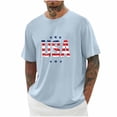 thumbnail image 2 of lcziwo Mens 4Th Of July Shirt Cotton Big and Tall Lightweight Short Sleeve Tee Patriotic Graphic Casual Crew Neck Tshirt Light Blue XXL, 2 of 5